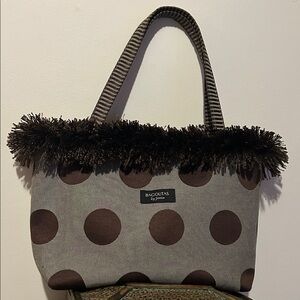 Bagolitas by Janice Brown Polka Dot Fringe Hand Bag Tote Bag Fabric Purse Tote